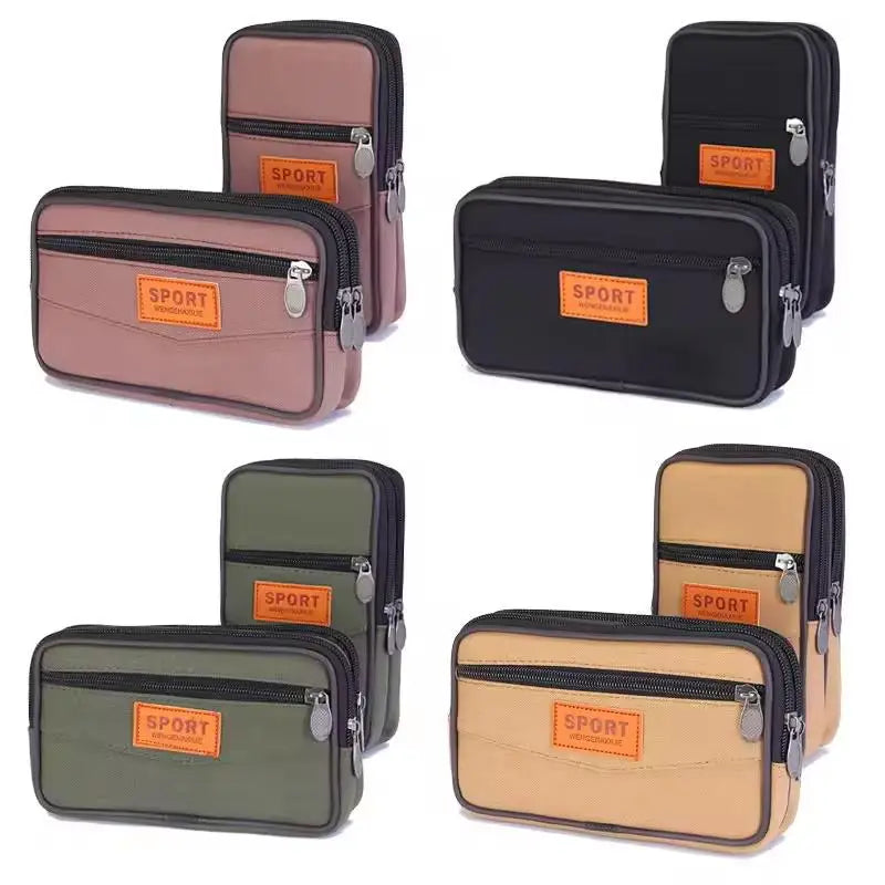 Men's Canvas Belt Phone Pouch – Double Layer Waist Bag Belt Phone Pouch Axl