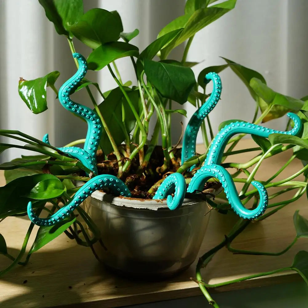 Glow-in-the-Dark Octopus Tentacle Plant Stakes – 7-Piece Set Garden Décor Stakes Axl