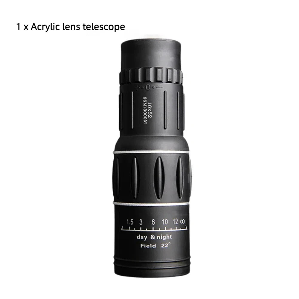 16x52 HD Monocular Telescope – BAK4, Fogproof, Low-Light Monocular Telescope Axl Acrylic lens