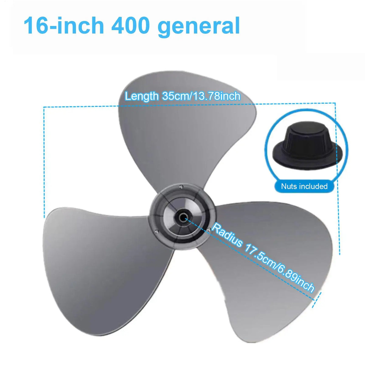 16-Inch Replacement Fan Blades Set with Nut Covers | PP Fan Blade Set Axl