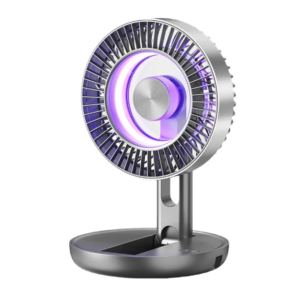 USB Rechargeable Portable Desktop Fan with LED Light Portable Desktop Fan Axl Grey