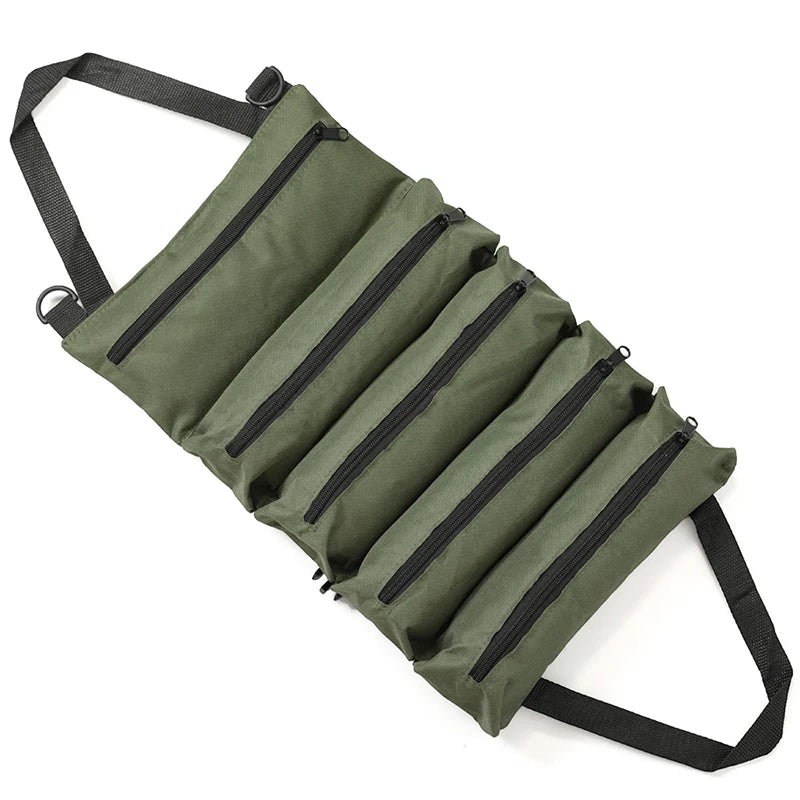 Roll-Up Tool Bag – Multi-Pocket Oxford Cloth Organizer Pouch Tool Organizer Bag Axl Green