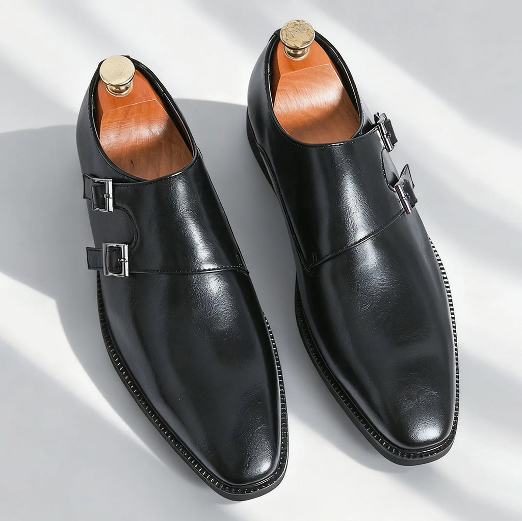 Men's Retro Oxford Dress Shoes – Pointed Toe Buckle Strap Men's Oxford Shoes Axl black 38