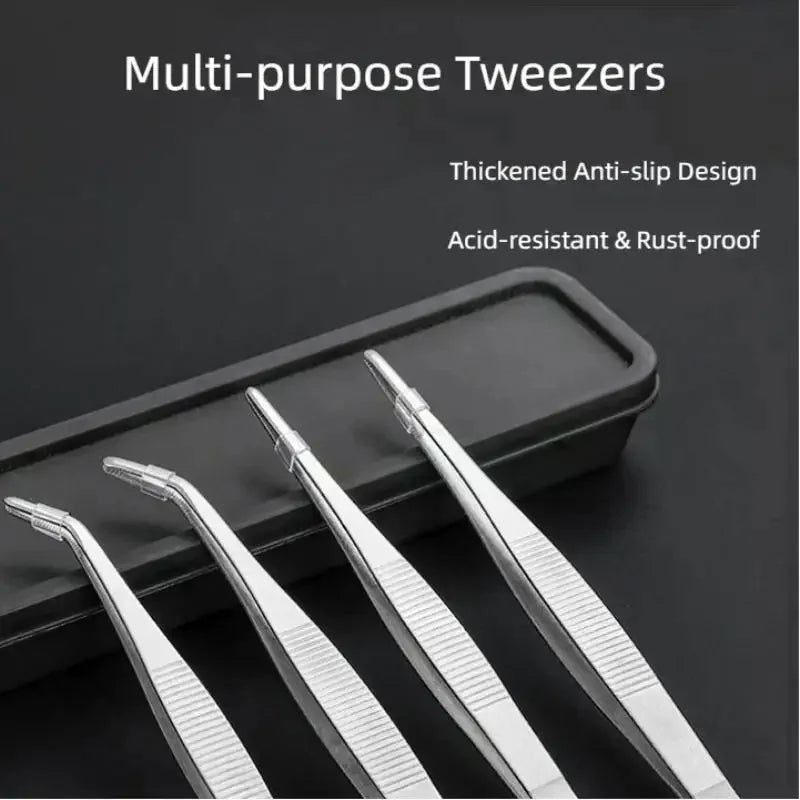 2-Pack 25cm Stainless Steel Kitchen Tweezers – Straight & Curved Kitchen Tweezers Axl