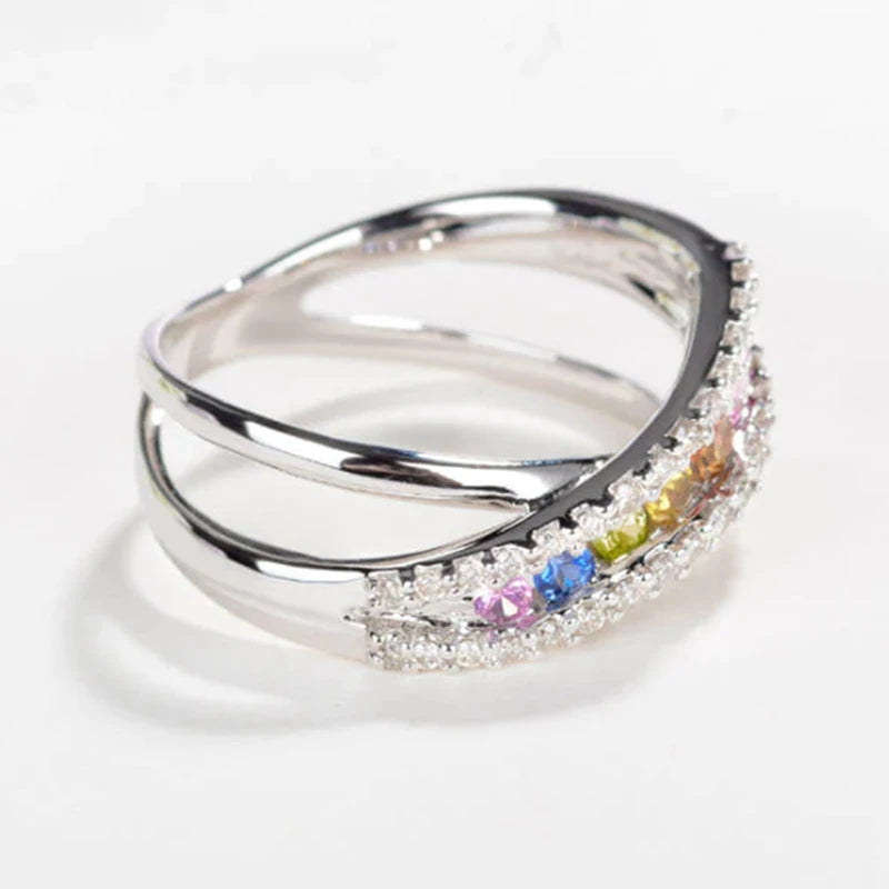 Huitan CZ Cross Ring – Colorful Cubic Zirconia Women's Ring Fashion Ring Axl