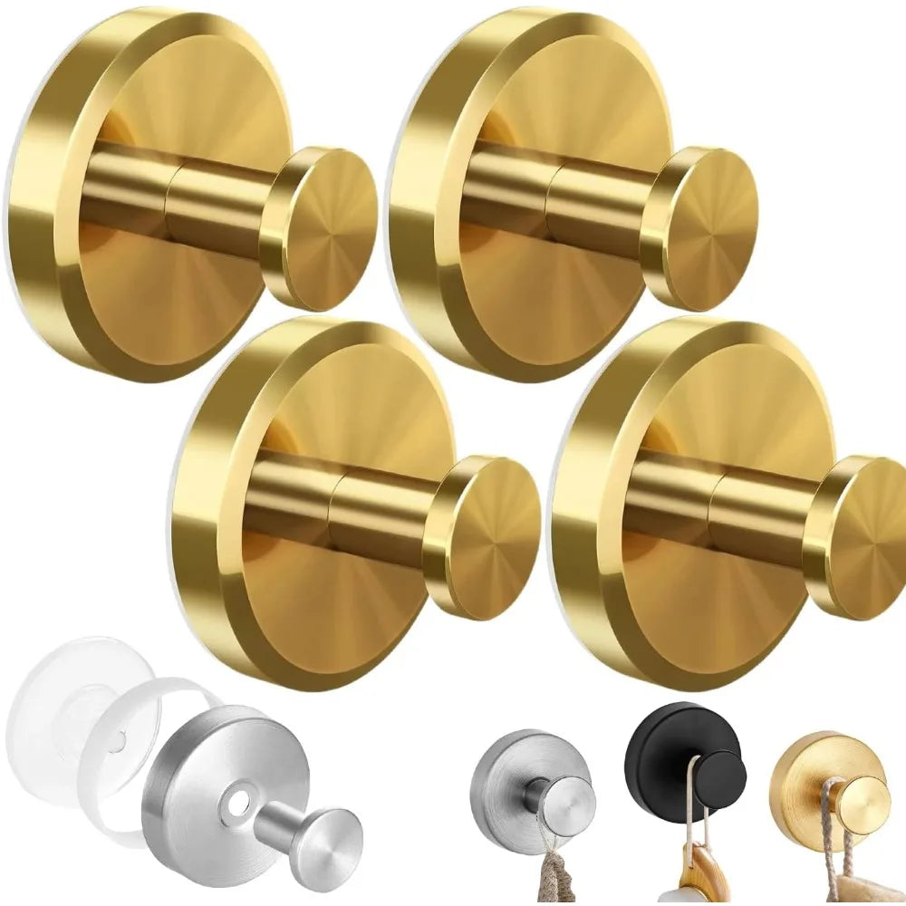 Stainless Steel Suction Cup Hooks – Shower, Bathroom & Mirror Suction Cup Hooks Axl Golden-4pcs