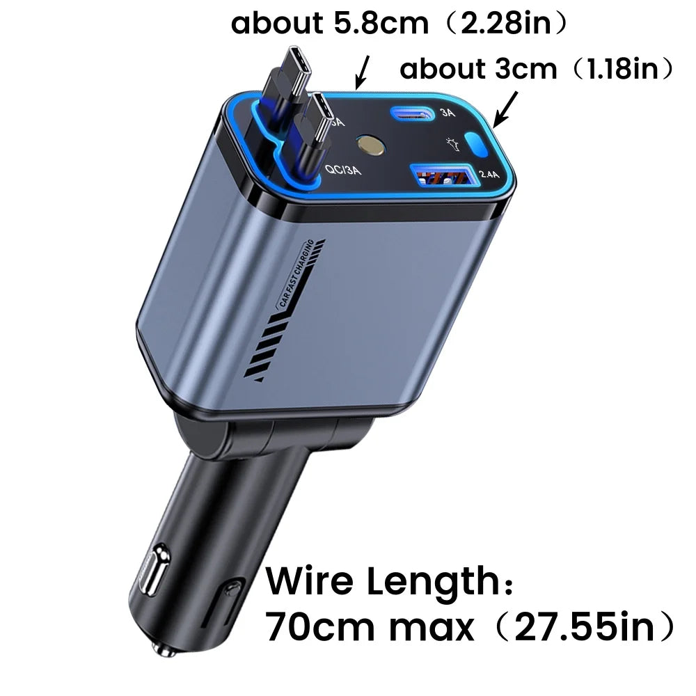 4-in-1 Retractable Car Charger with Starry Sky Spotlight Car Charger Axl