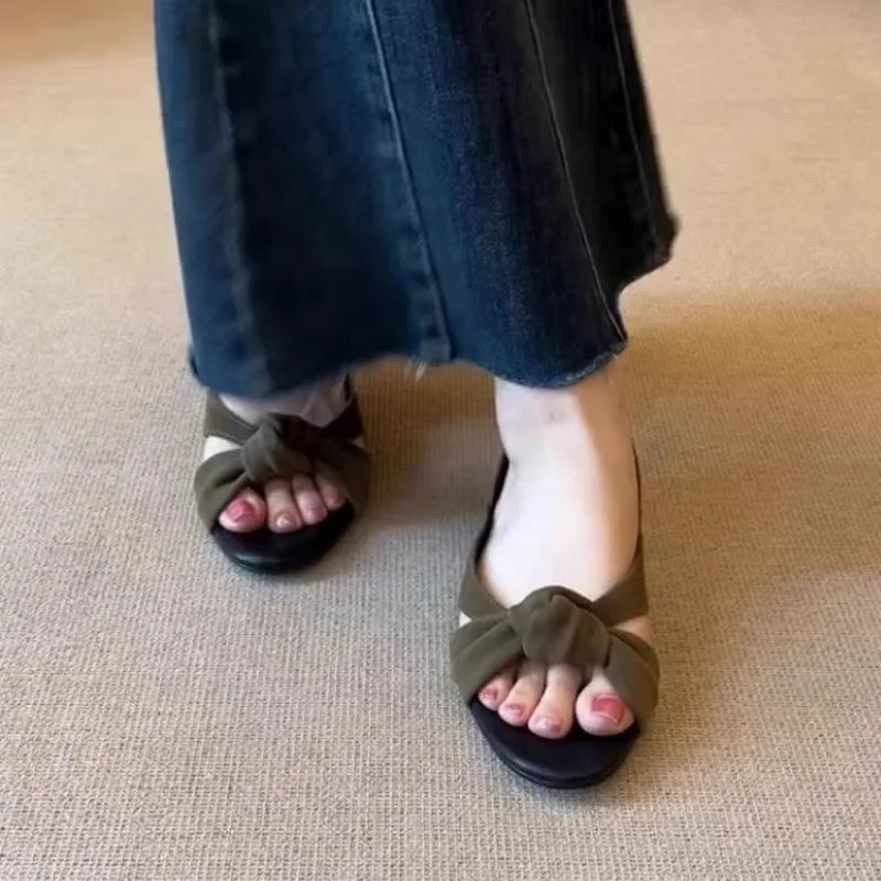 Women's Retro Low Heel Open Toe Sandals – Knot Cross Strap Women's Sandals Axl