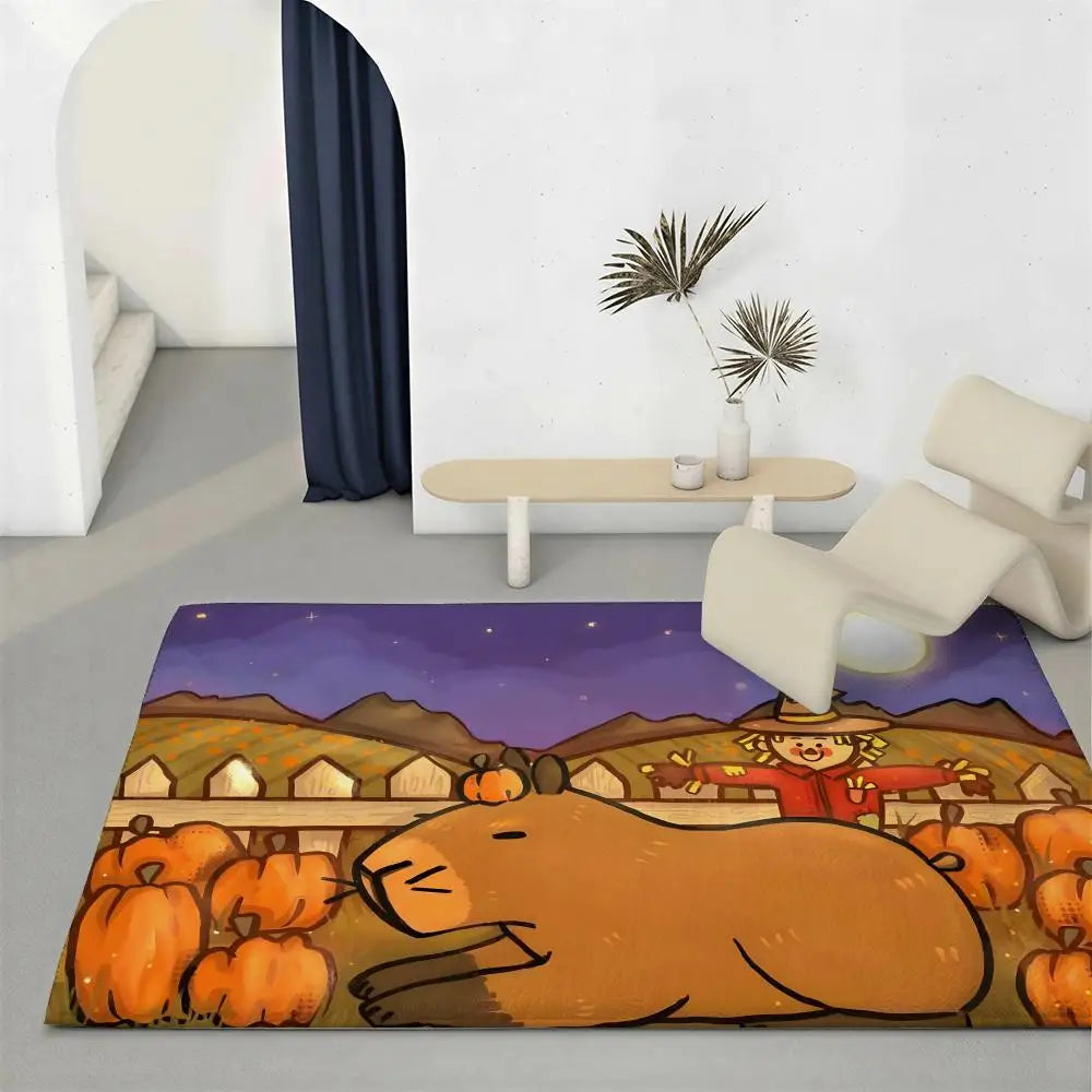 Capybara Flannel Floor Mat – Non-Slip Soft Indoor Rug Flannel Floor Mat Axl White10 40x60cm