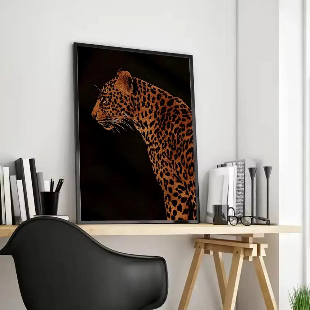 Women & Leopard Canvas Wall Art – Unframed Poster | Home Decor Canvas Wall Art Axl Black9 50X70cmFrameless