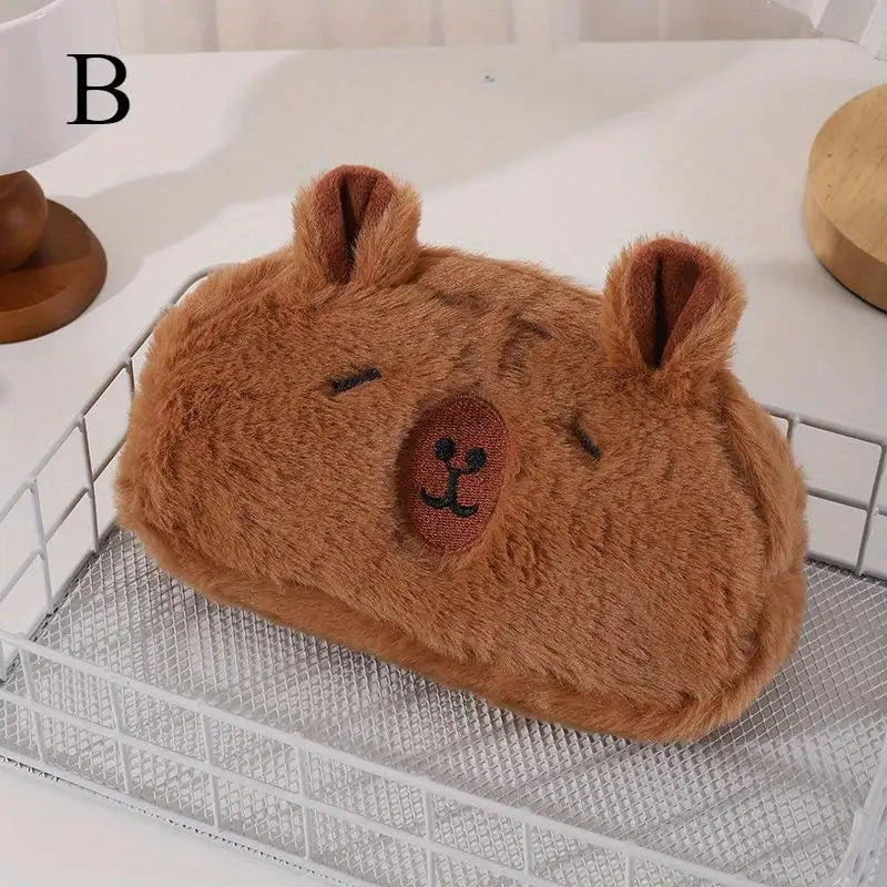 Capybara Plush Pencil Case – Large Capacity Student Pouch Plush Pencil Case Axl YELLOW