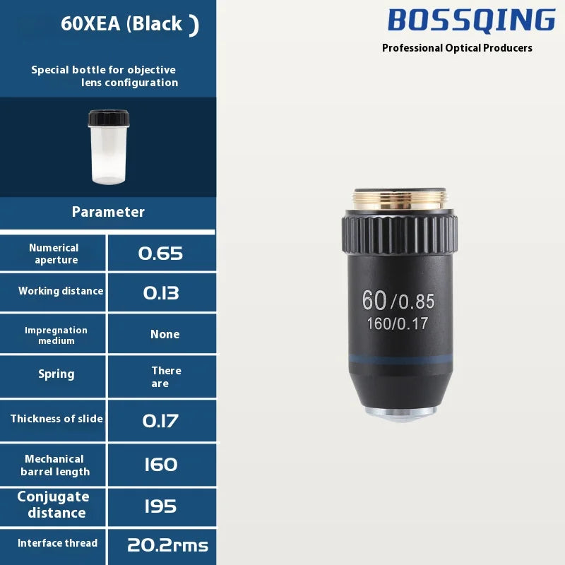 Achromatic Objective Lens Set 4X–100X | 195mm Biological Microscope Microscope Objective Lens Axl
