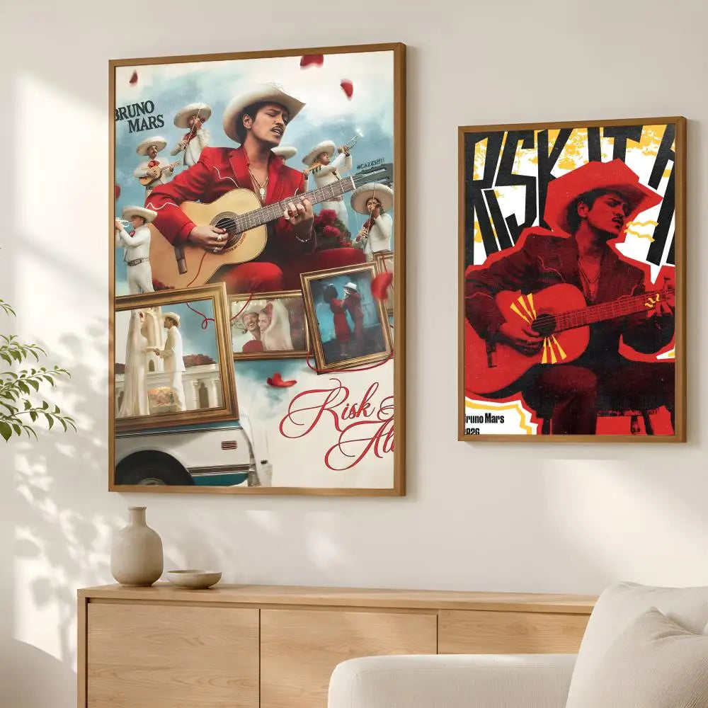 Bruno Mars HD Self-Stick Wall Art Poster – Waterproof Decor Wall Art Poster Axl