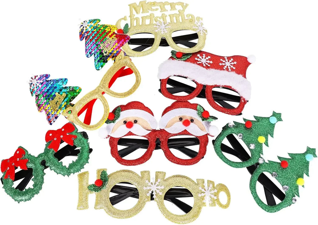 Christmas Glitter Party Glasses – 12 Festive Costume Frames Holiday Costume Glasses Axl