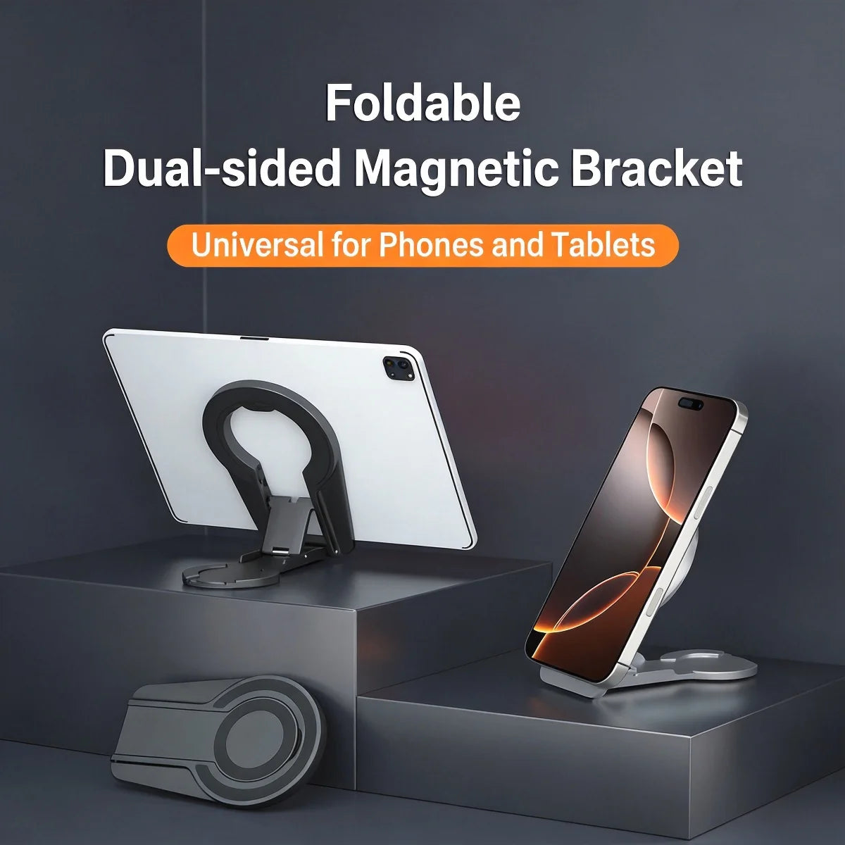 Foldable Dual Magnetic Phone Stand 360° Ring Holder for iPhone Magnetic Phone Stand Axl