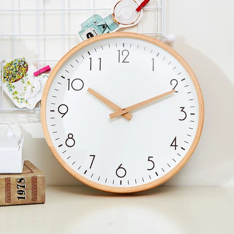 Nordic Wood Wall Clock – Silent Quartz Modern Home Decor Wall Clock Axl