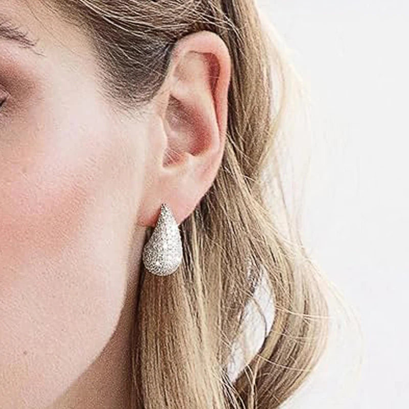 Huitan Waterdrop CZ Drop Earrings | Silver & Gold Women's Fashion Drop Earrings Axl