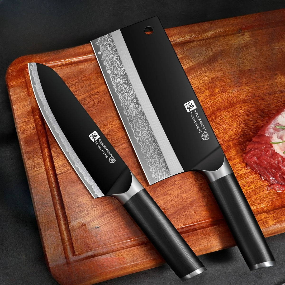 PLYS Damascus Steel Chef Knife – Multi-Purpose Kitchen Knife Damascus Chef Knife Axl VIOLET/紫罗兰