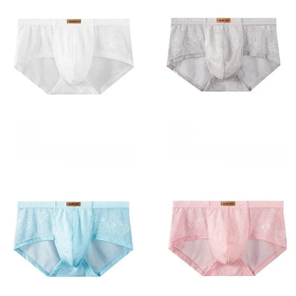 Men's Ice Silk Mesh Briefs – Ultra-Thin Lace Underwear L–4XL Men's Briefs Axl
