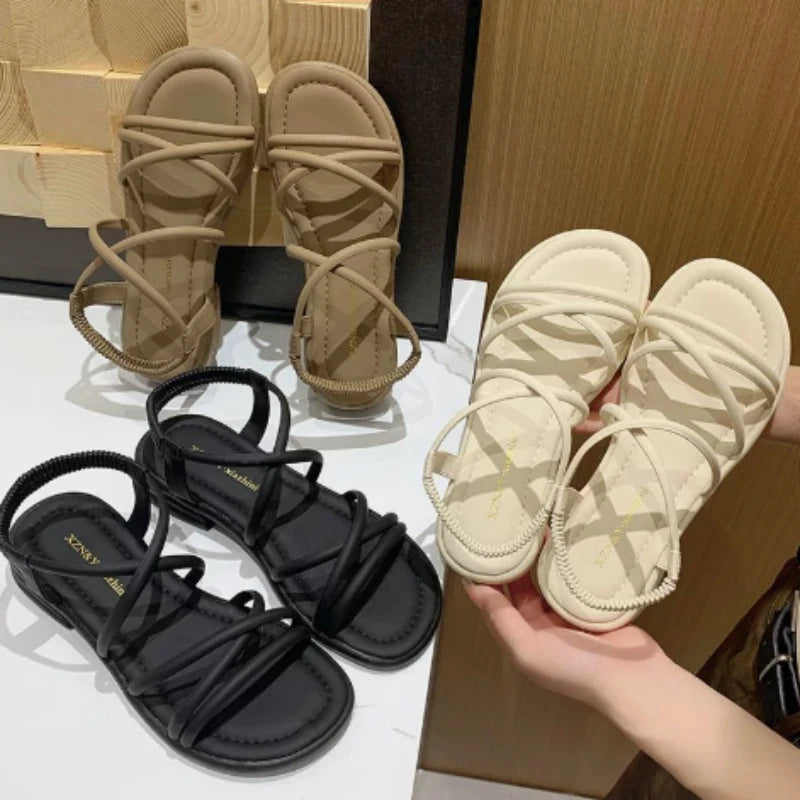 Women's Roman Gladiator Flat Sandals – Cross Strap Summer Shoes Women's Flat Sandals Axl