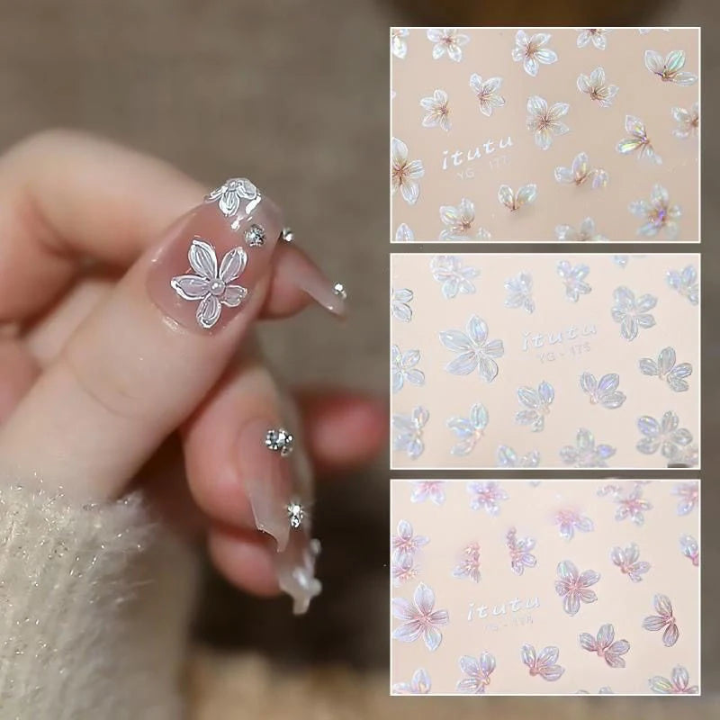 5-Petal Flower Nail Stickers – Floral DIY Nail Art Decals Nail Art Stickers Axl