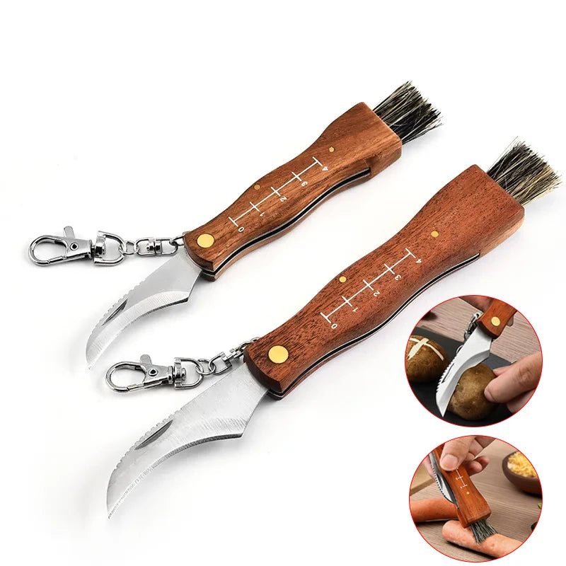 Mini Mushroom Knife – Stainless Steel Pocket Knife Wood Handle Pocket Knife Axl