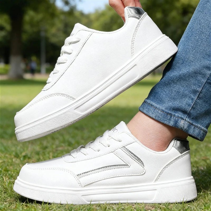 Women's All Black Lace-Up Leather Sneakers | Lightweight Work Shoes Women's Sneakers Axl