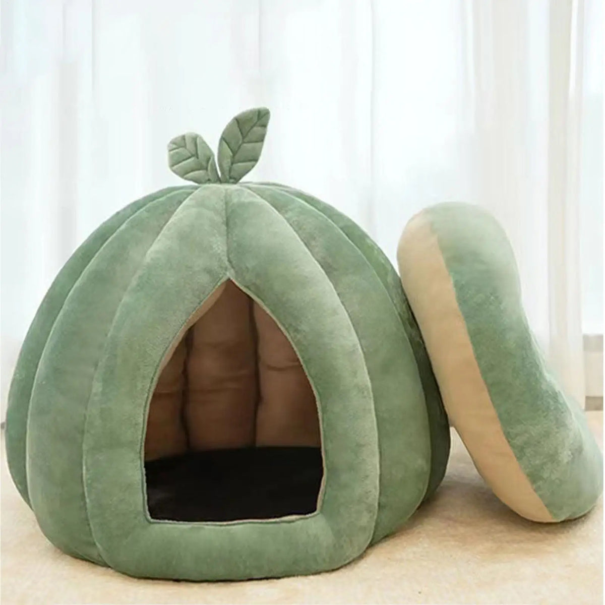 Pumpkin Cat Cave Bed – Cozy Fleece Pet Hideaway for Cats & Dogs Cat Cave Bed Axl