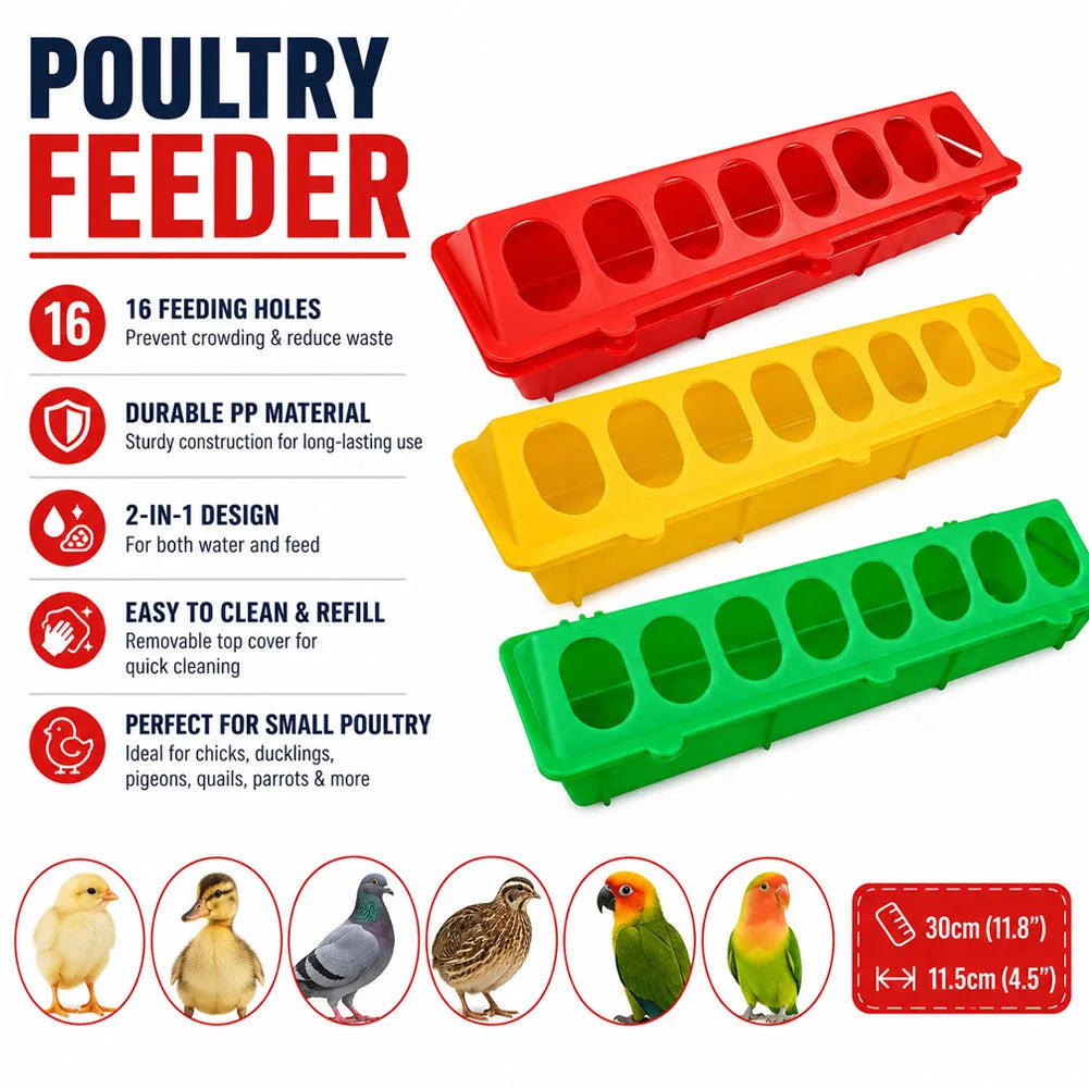 Automatic Chicken Feeder & Waterer – 16-Hole Poultry Dispenser Poultry Feeder Waterer Axl