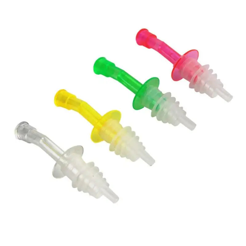 4-Pack Stainless Steel Wine Pourer Spout & Bottle Stoppers Bar Pourer Set Axl