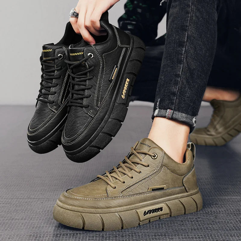 Men's Vintage British Style Lace-Up Casual Shoes – Thick Sole Men's Casual Shoes Axl