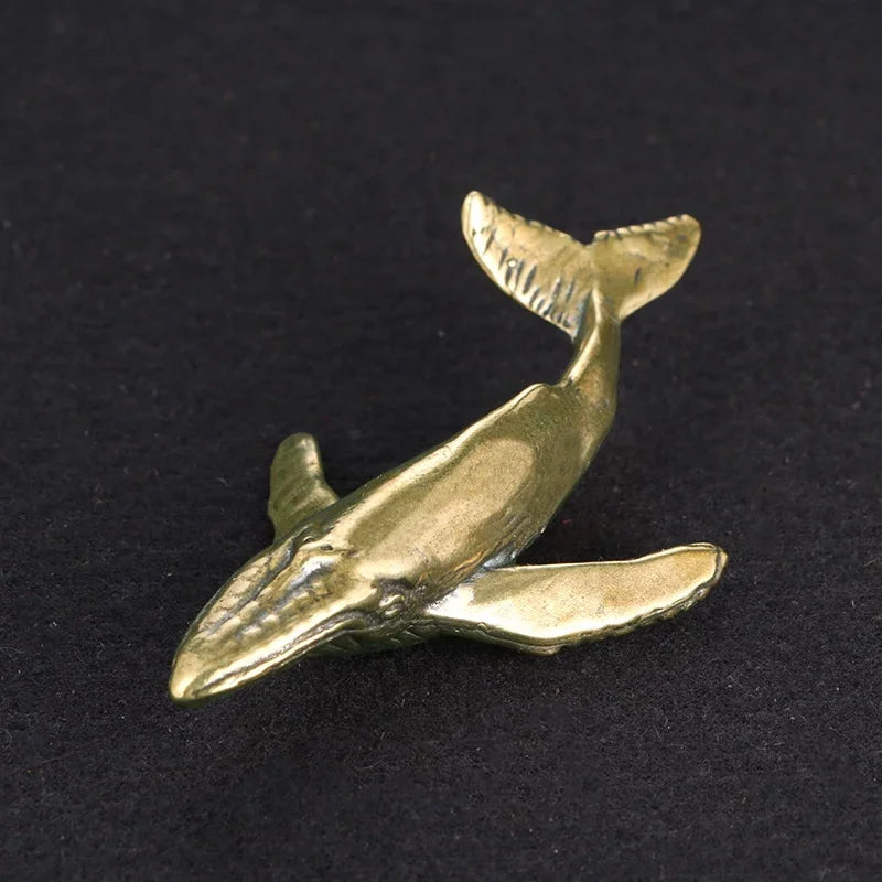 Solid Brass Whale Figurine – Vintage Desktop Sea Animal Statue Brass Figurine Axl