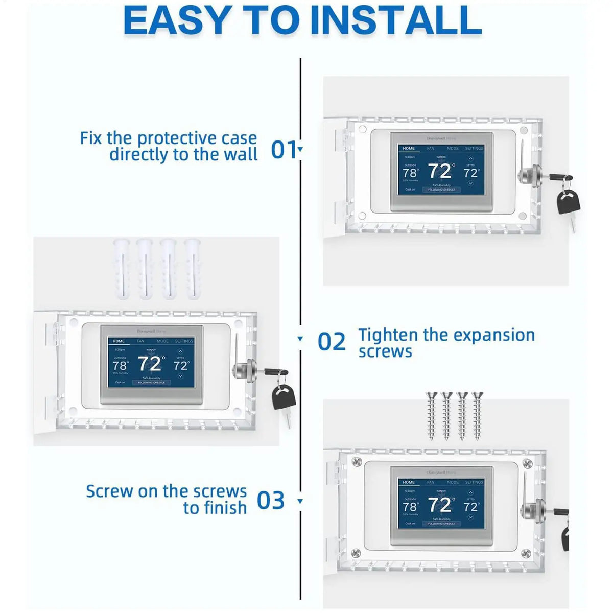 Lockable Thermostat Lock Box – Clear Acrylic Guard with Key Thermostat Lock Box Axl