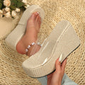 Women's Wedge Platform Sandals | PVC Transparent Strap & Hemp Rope Wedge Platform Sandals Axl apricot 42
