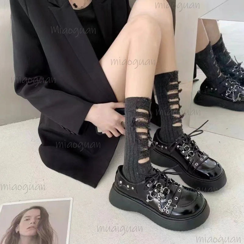 Japanese Lolita Chunky Platform Mary Jane Shoes 5CM Wedge Platform Mary Janes Axl