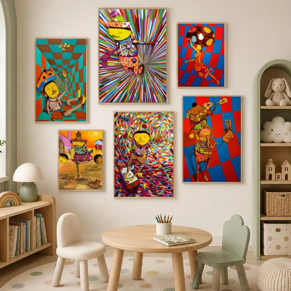 Os Gemeos Self-Stick HD PVC Wall Art Poster | Waterproof Decor Wall Art Poster Axl