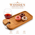 Wooden Wine Tray with Glass Holder | Charcuterie Serving Board Wooden Serving Tray Axl 2 Pack
