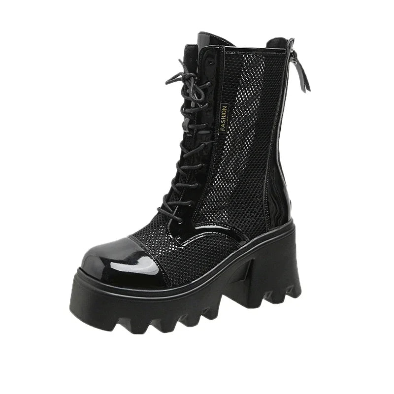 Women's Platform Wedge Ankle Boots – Breathable Mesh Booties Platform Wedge Booties Axl