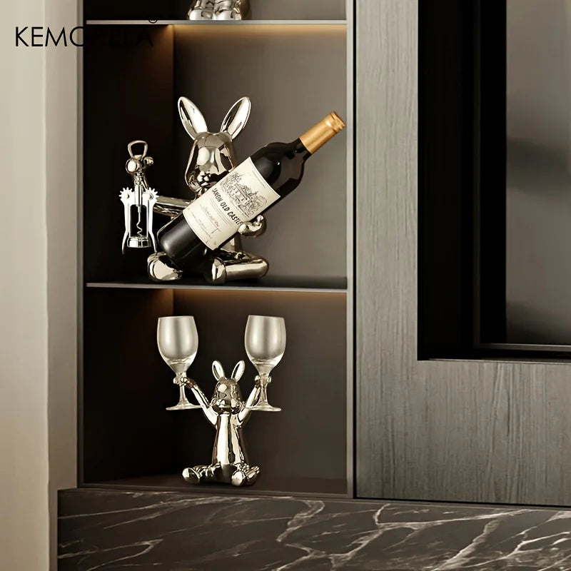 KEMORELA Ceramic Rabbit Wine Rack – Holiday Home Decor Decorative Wine Rack Axl