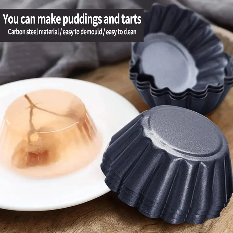 6.5cm Non-Stick Carbon Steel Egg Tart & Pie Mold | Fluted Tin Tart Baking Mold Axl