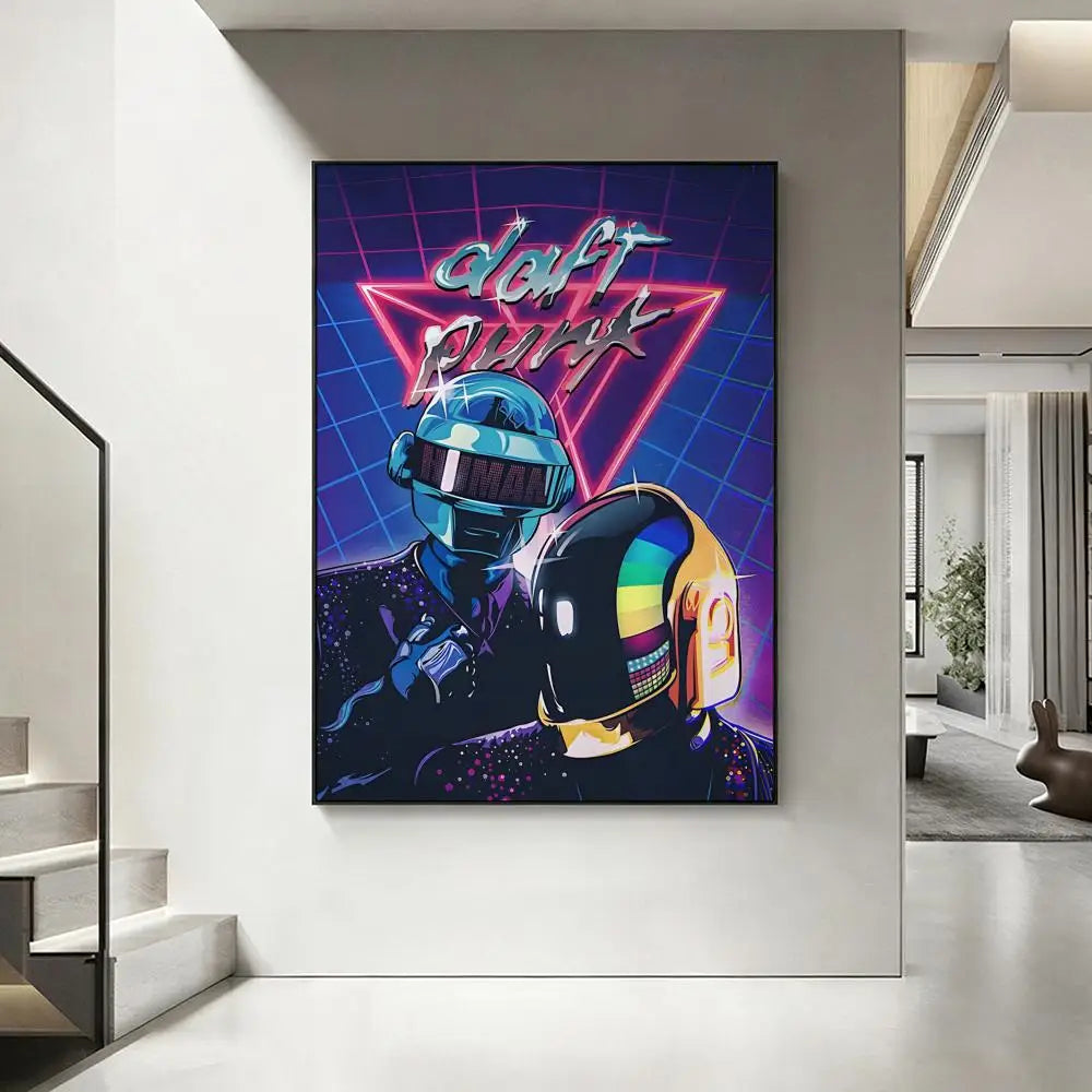 Daft Punk HD Art Poster – Waterproof Sticky Wall Decor Wall Art Poster Axl White5 50X70cmNoframe