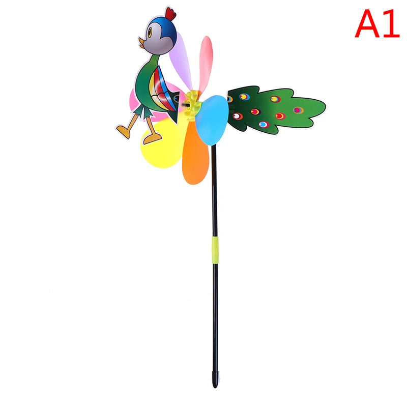 Cartoon Animal Windmill Wind Spinner – Colorful Garden Decor Garden Wind Spinner Axl A1Peacock