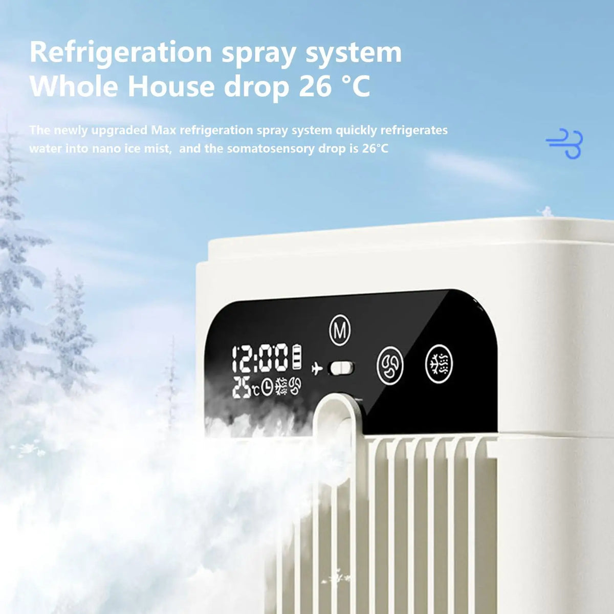 Rechargeable Misting Desk Fan – 2-Speed, Time Display, 500ml Misting Desk Fan Axl