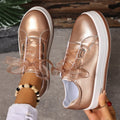 Women's Platform Sneakers – Lace-Up Casual Vulcanized Shoes Platform Sneakers Axl champagne 38