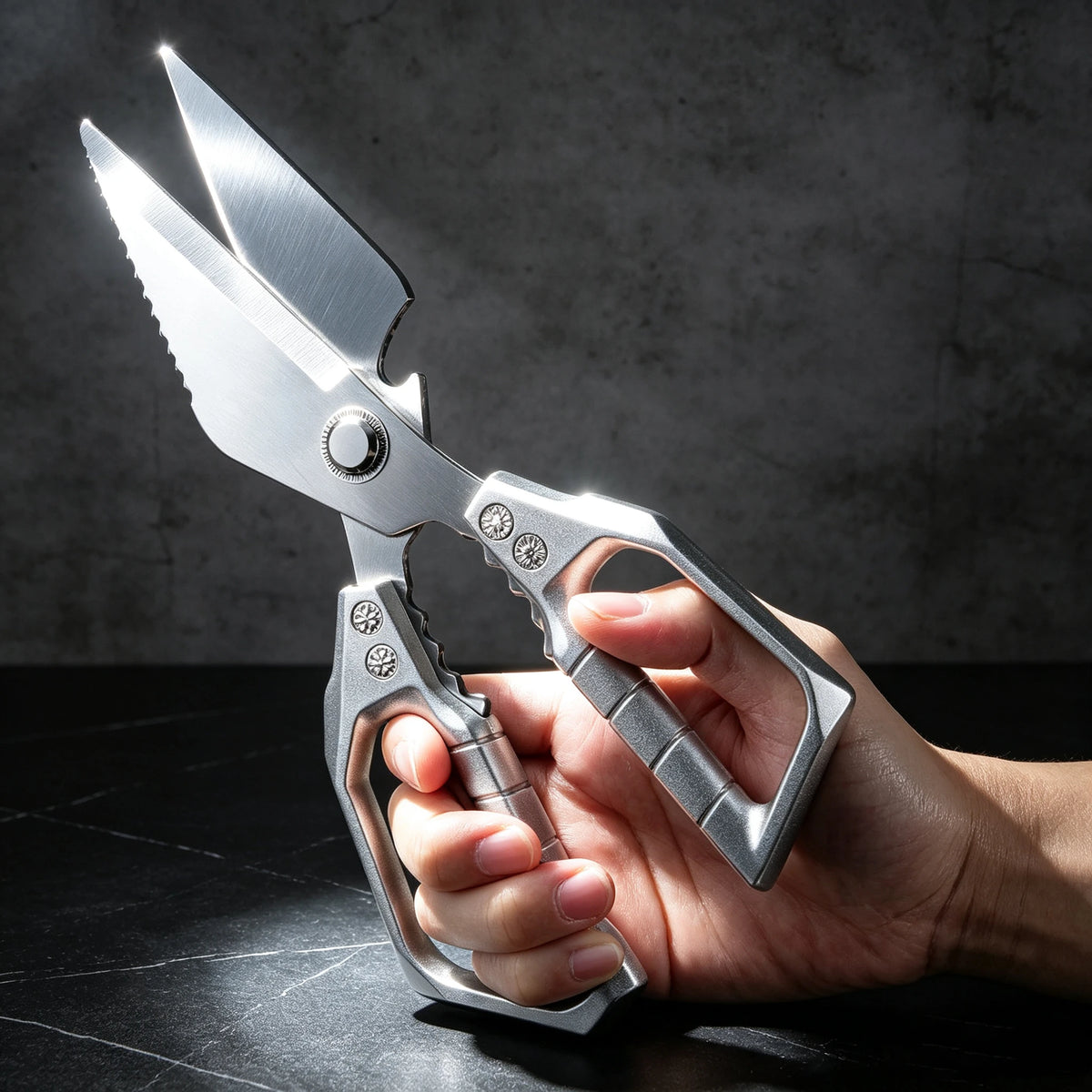 7-in-1 Kitchen Scissors – Bone Cutter, Fish Scraper & Opener Kitchen Scissors Axl 1pcs B