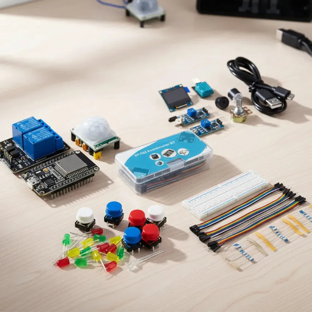 ESP32 WiFi Starter Kit – OLED, Relay, Sensors & Breadboard Electronics DIY Kit Axl