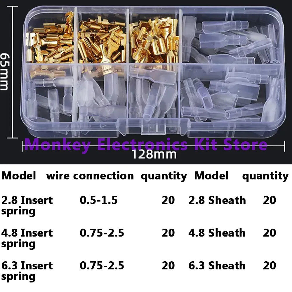 120PCS Crimp Terminal Kit – Gold & Silver Male Female Connectors Crimp Terminal Kit Axl