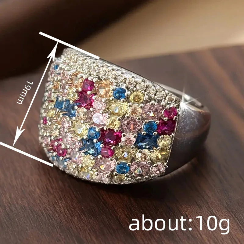 Huitan Colorful CZ Ring – Women's Fashion Wedding Band Fashion Ring Axl