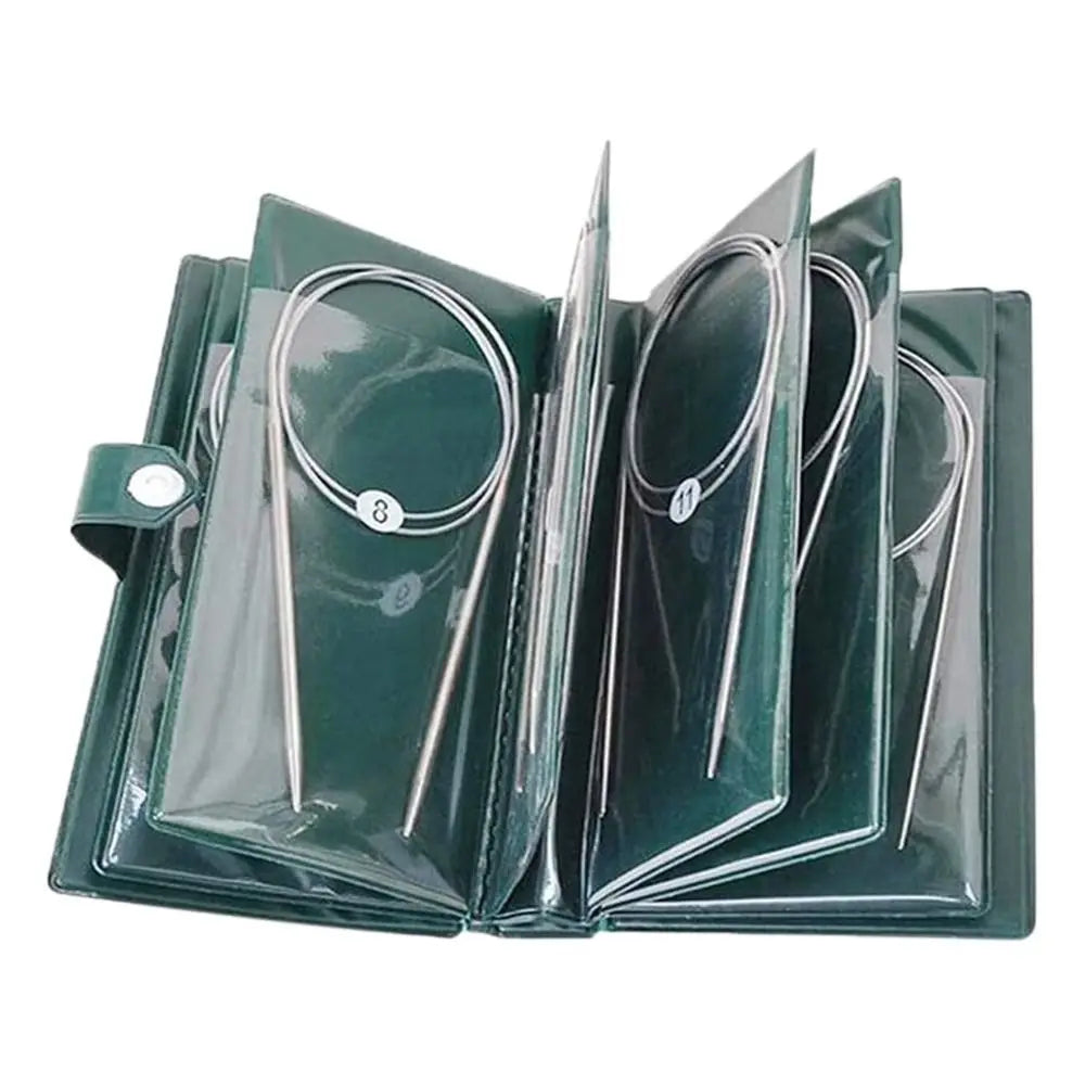 11-Pc Stainless Steel Circular Knitting Needles Set with Bag Circular Knitting Needles Axl