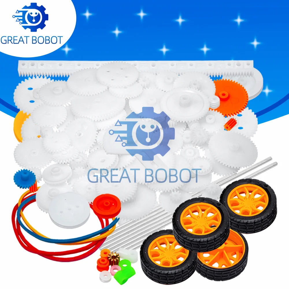 82PCS Toy Car Gear Kit – Motors, Gears, Axles & Belt Sleeves Toy Gear Kit Axl Default Title